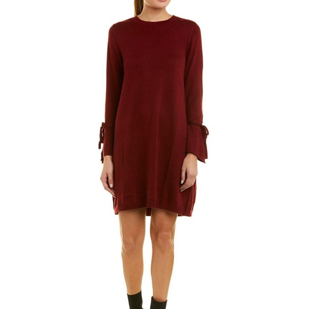 Paper Crown tie-cuff wool-blend knit sweater dress